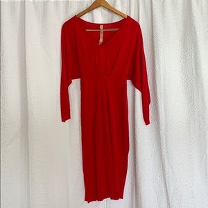 Bailey 44 red midi dress with sleeves